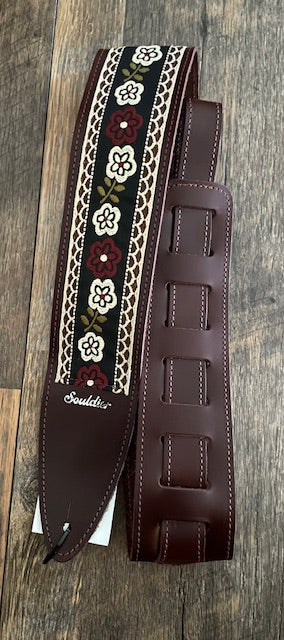 Souldier Strap- Torpedo 2.5" Marigold 2" BD CM Flowers On Black With Brown Borders TGS1443MH02MH