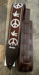 Souldier Strap- Torpedo 2.5" Peace Dove 2" White On Brown TGS1027BR02BR