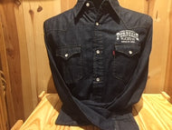 Fur Peace Ranch Logo Western Cut Levi Denim Snap Shirt - Antique Blue