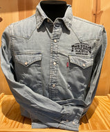 Fur Peace Ranch Logo Western Cut Levi Denim Snap Shirt - Stonewash