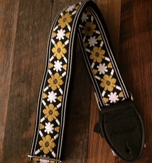 Souldier Strap- Tulip Rooftop Lennon  Gold/White on Black GS1069BK02BK